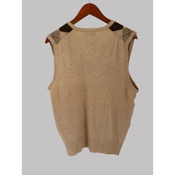 F.R. Tripler & Co. 100% Cashmere Argyle Sweater Vest Made In Italy Medium Beige/ - Picture 7 of 8